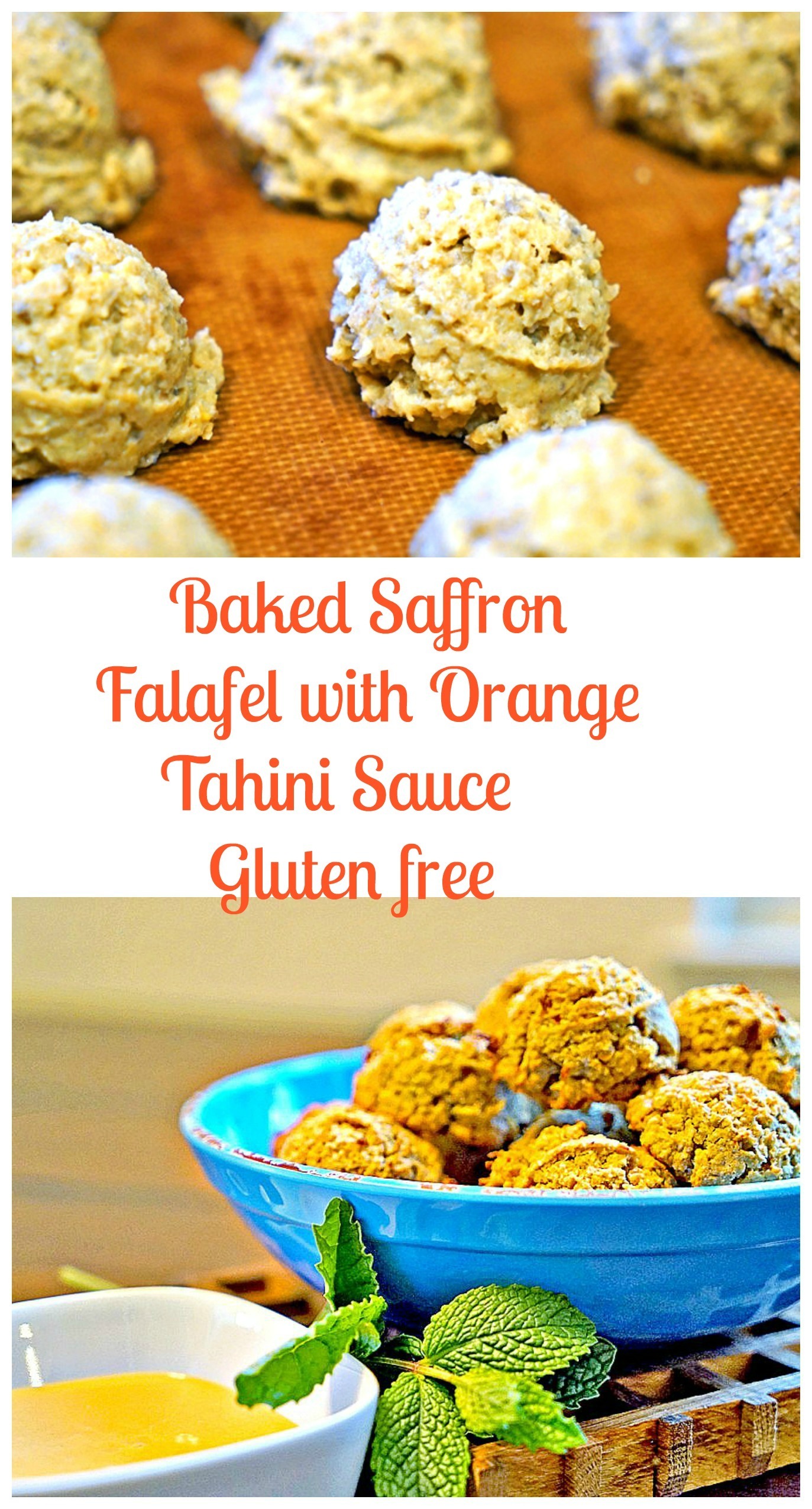 Baked Saffron Falafel with Orange Tahini Sauce 2 #glutenfree #vegetarian by @keviniscooking