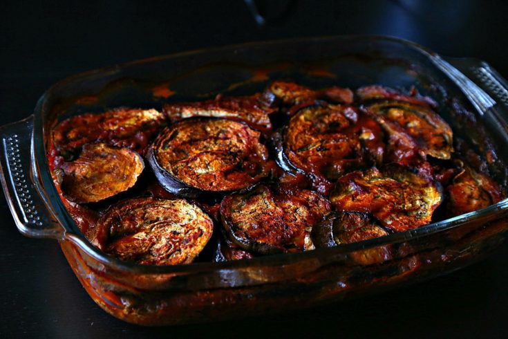 Moussaka (Eggplant casserole with Tomato Sauce)