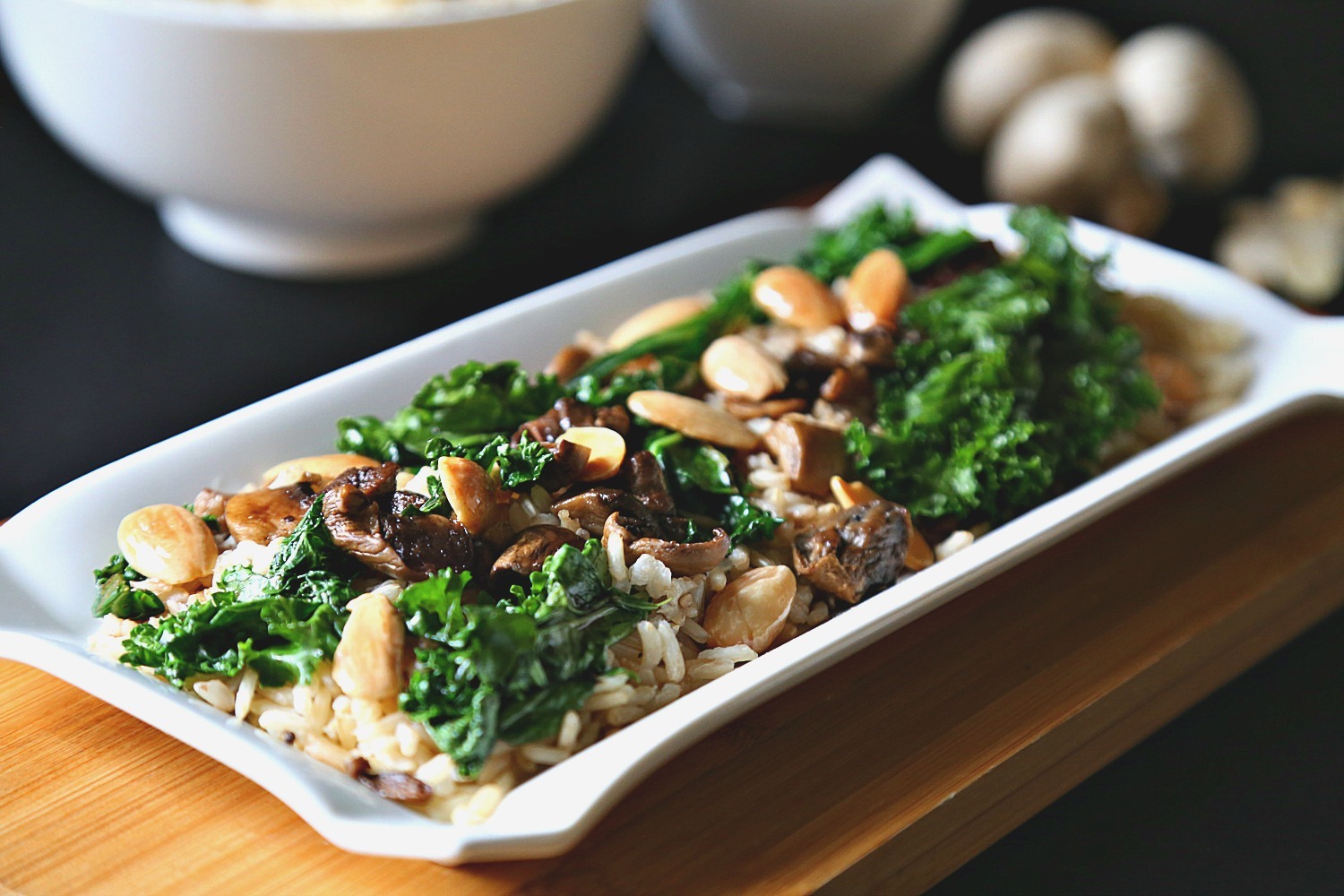 Brown Rice with Sauteed Mushrooms and Kale