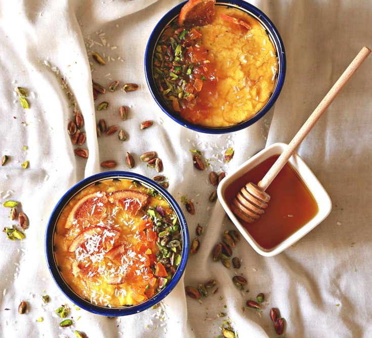 Creamy Polenta Porrdige with Orange Blossom Water