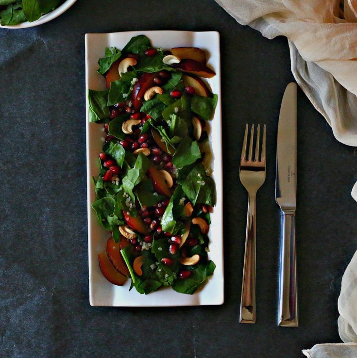 Pomegranate spinach salad