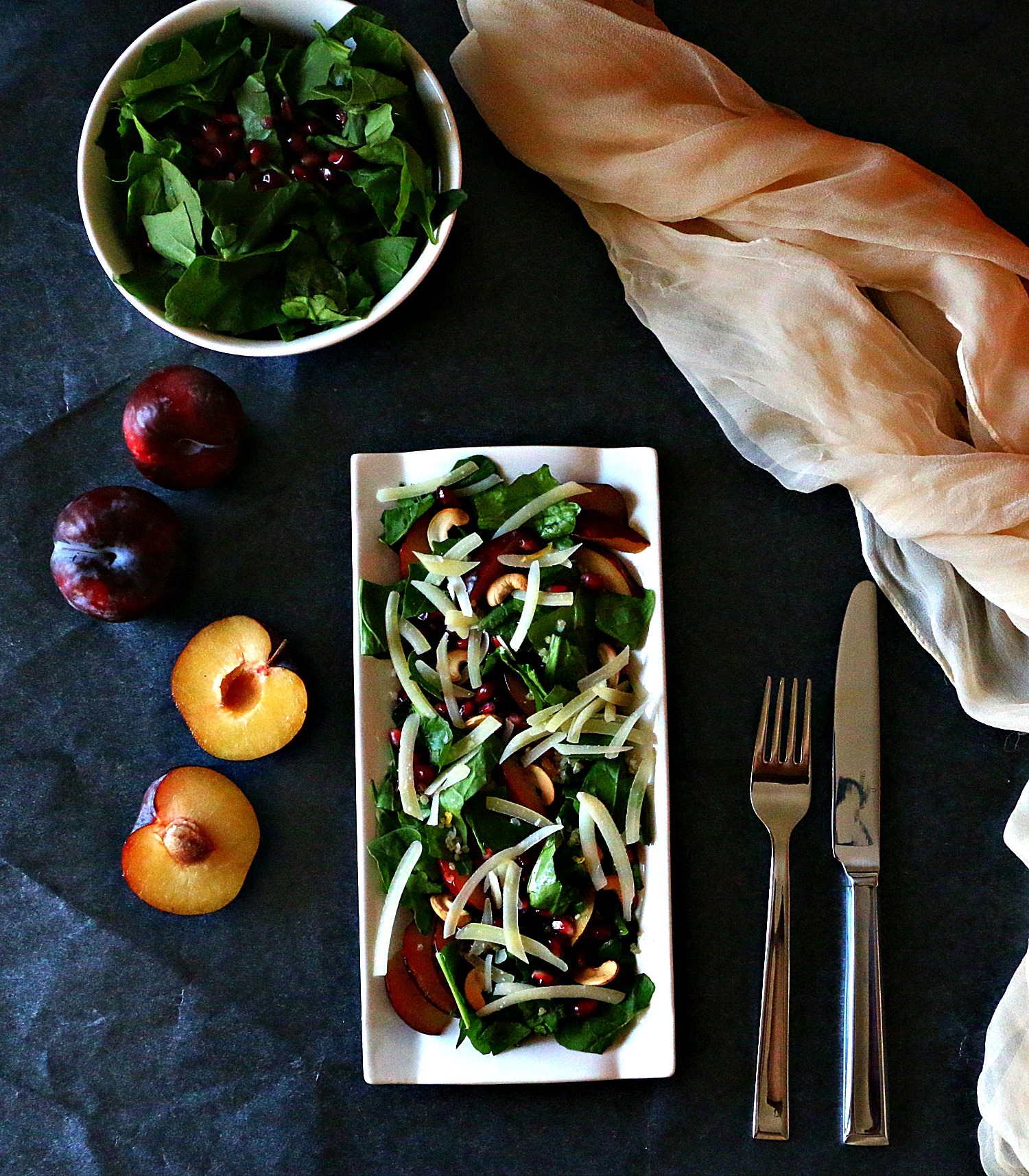 Pomegranate and quinoa spinach salad 