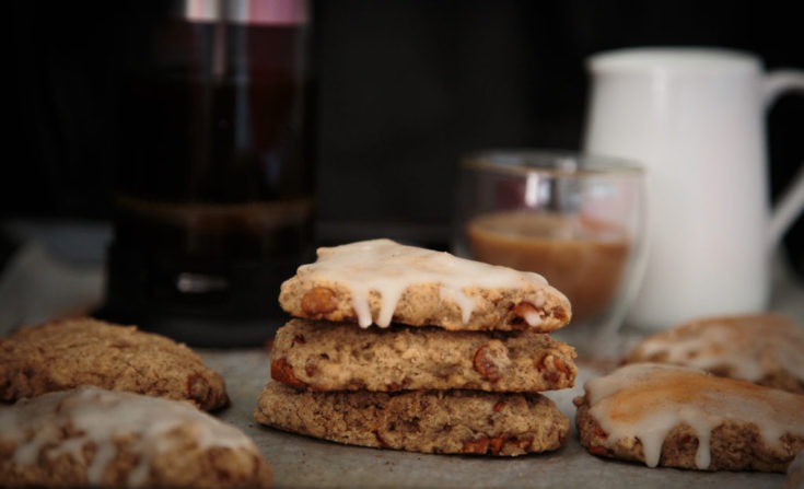 Glazed Coffee Scones with Cinnamon Chips {Gluten Free}