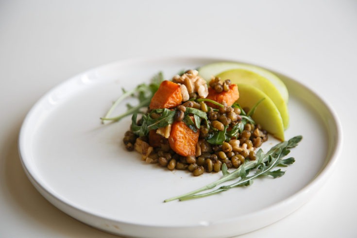 Cooked Mung Beans with Sweet Potato & Green Apples