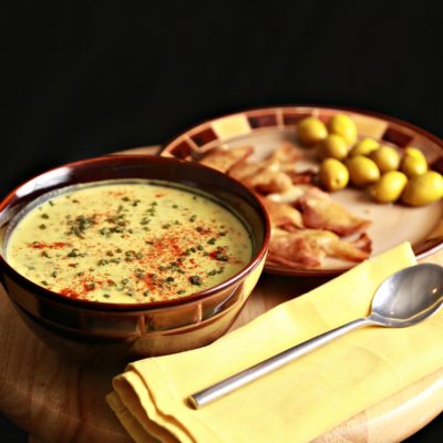 Yogurt soup with lentils and turmeric
