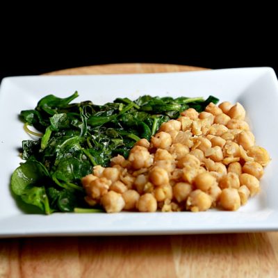 Sauteed Chickpeas with Mixed Greens