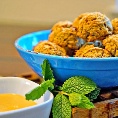 Baked Saffron Falafel with Orange Tahini Sauce