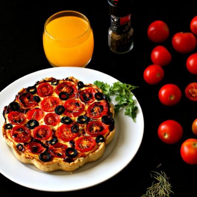 Cheesy Fresh Tomato Ricotta Tart {Gluten Free}