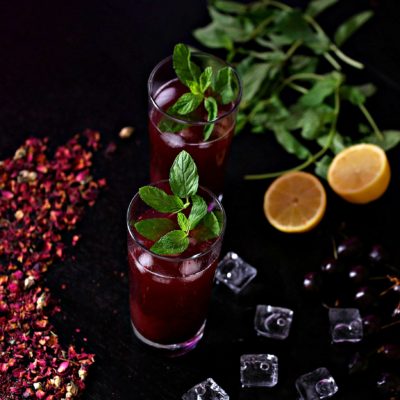 Iced Cherry Hibiscus Tea with Mint