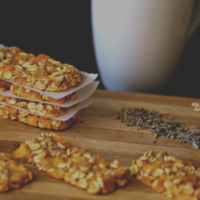 Peach Oatmeal Bars with Lavender