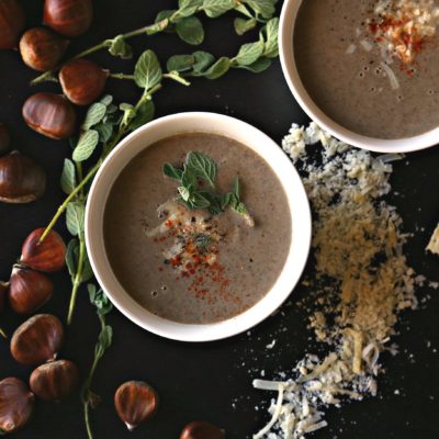 Chestnut soup with Brie and Thyme