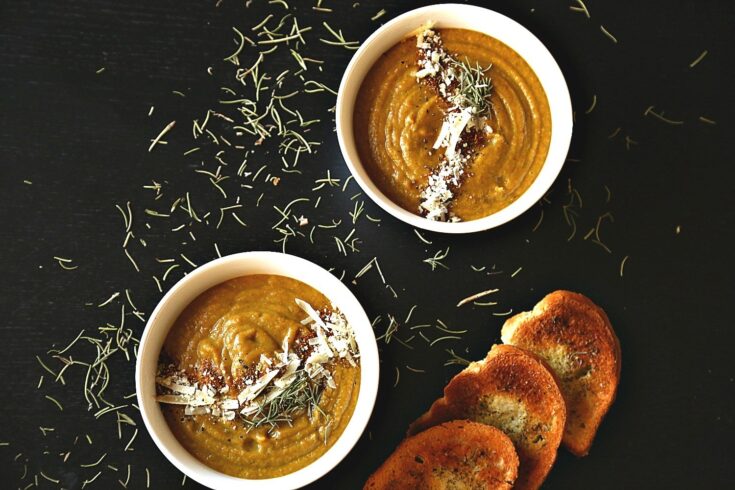 Roasted Vegetables Soup with Thai Yellow Curry Paste