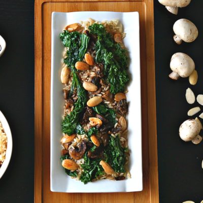 Brown Rice with Sauteed Mushrooms and Kale