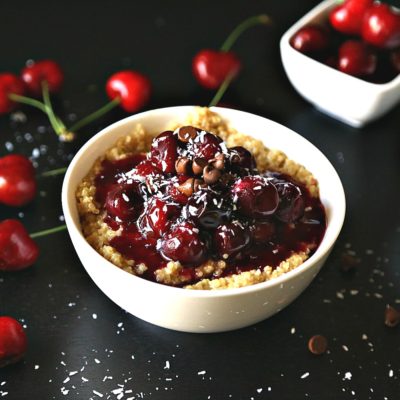 Cherry Compote with Rose Water over Coconut Quinoa