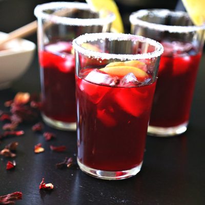 Green Apples with Ginger Hibiscus Iced Tea