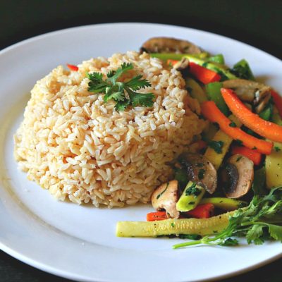 Brown Rice with Lemon Grass and Sauteed Veggies