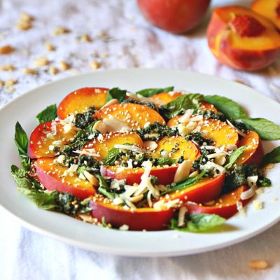 Quinoa Peach Salad with Mint Pesto