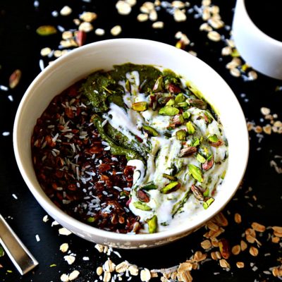 Pistachio Butter with Dark Chocolate Oatmeal
