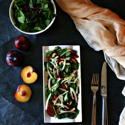 Plum & Quinoa Spinach Salad