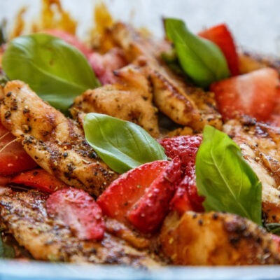 Roasted Chicken with Strawberry & Fresh Basil