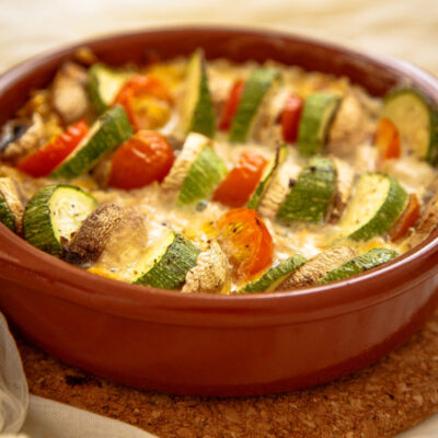 Cheesy Baked Oatmeal with Vegetables