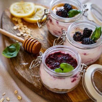 Blackberry & Basil Oatmeal Parfait