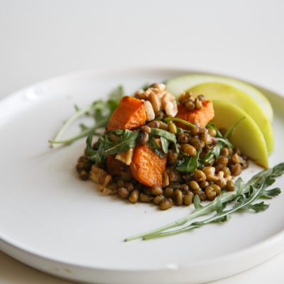 Easy Mung Beans Salad with Sweet Potato and Rocket Leaves