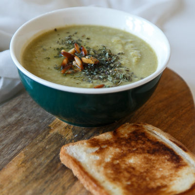 Vegan Brussels Sprouts Soup with Dried Mint